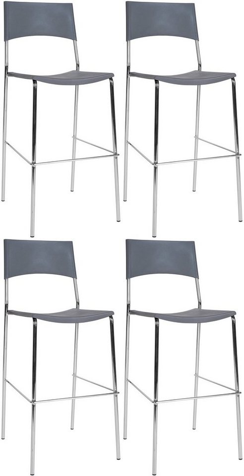 CLP Barhocker Genua Metall-Gestell in Chromoptik (4er Set, 4 St., 4er), stapelbar von CLP
