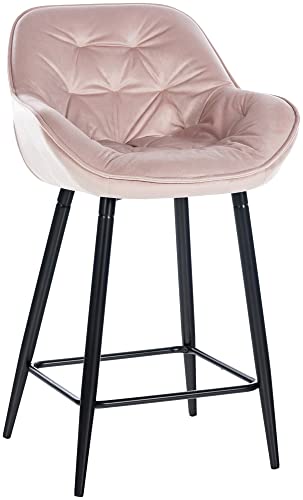 CLP Barhocker Gibson I Gepolsterter Tresenstuhl Mit Fußstütze, Farbe:pink, Material:Samt von CLP