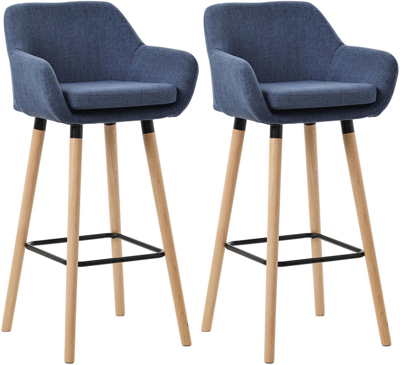 CLP Barhocker Grant (2er Set, 2 St., 2er), Stoff-Bezug, Gestell aus Buchenholz von CLP