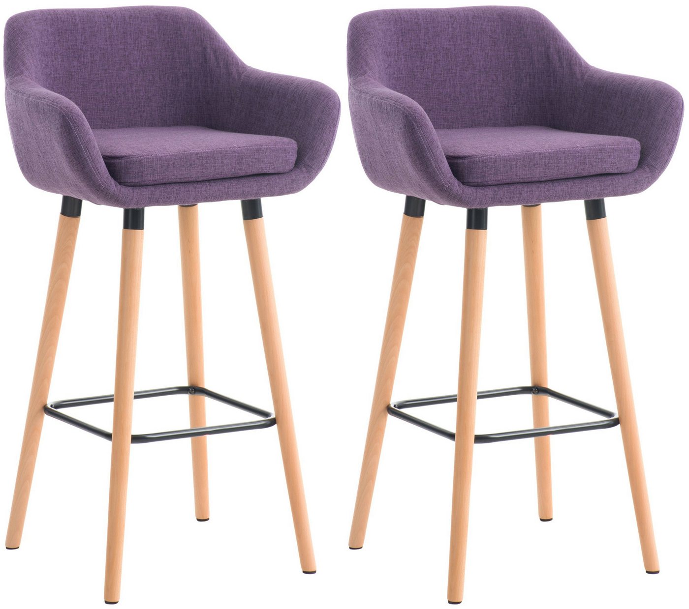 CLP Barhocker Grant (2er Set, 2 St., 2er), Stoff-Bezug, Gestell aus Buchenholz von CLP