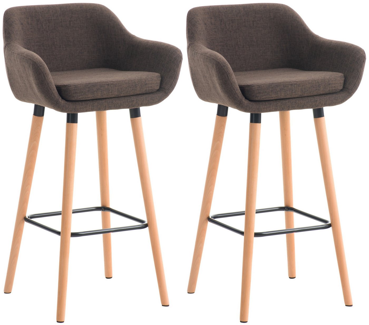 CLP Barhocker Grant (2er Set, 2 St., 2er), Stoff-Bezug, Gestell aus Buchenholz von CLP