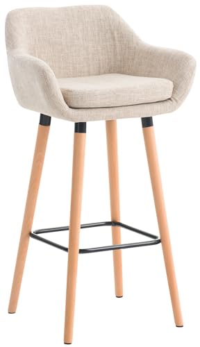 CLP Barhocker Grant I Thekenhocker Mit Stoff-Bezug I Gestell Aus Buchenholz, Farbe:Creme von CLP