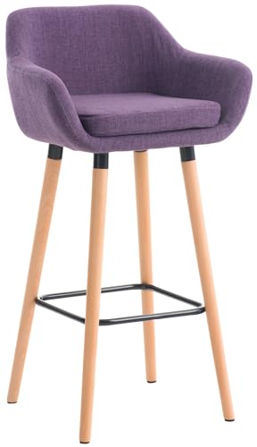 CLP Barhocker Grant I Thekenhocker Mit Stoff-Bezug I Gestell Aus Buchenholz, Farbe:lila von CLP