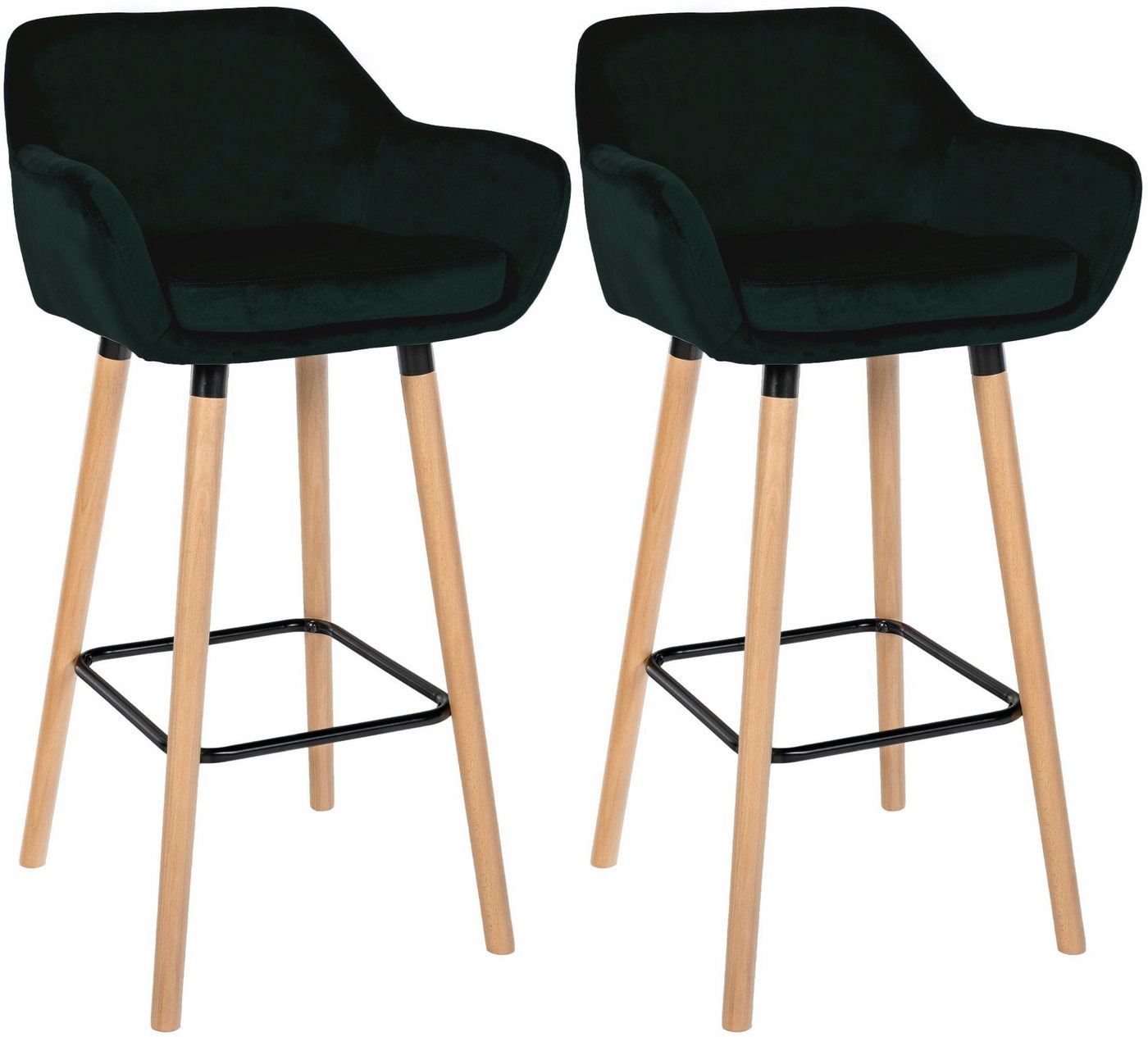 CLP Barhocker Grant Samt (2er Set, 2 St., 2er), Samtbezug, Gestell aus Buchenholz von CLP