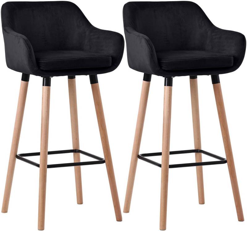 CLP Barhocker Grant Samt (2er Set, 2 St., 2er), Samtbezug, Buchenholzgestell von CLP