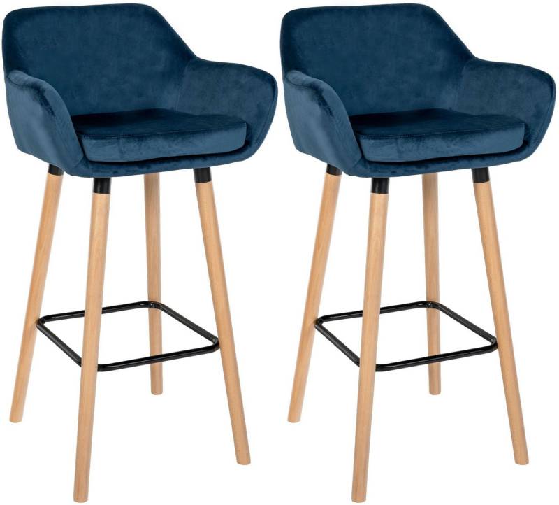 CLP Barhocker Grant Samt (2er Set, 2 St., 2er), Samtbezug, Gestell aus Buchenholz von CLP