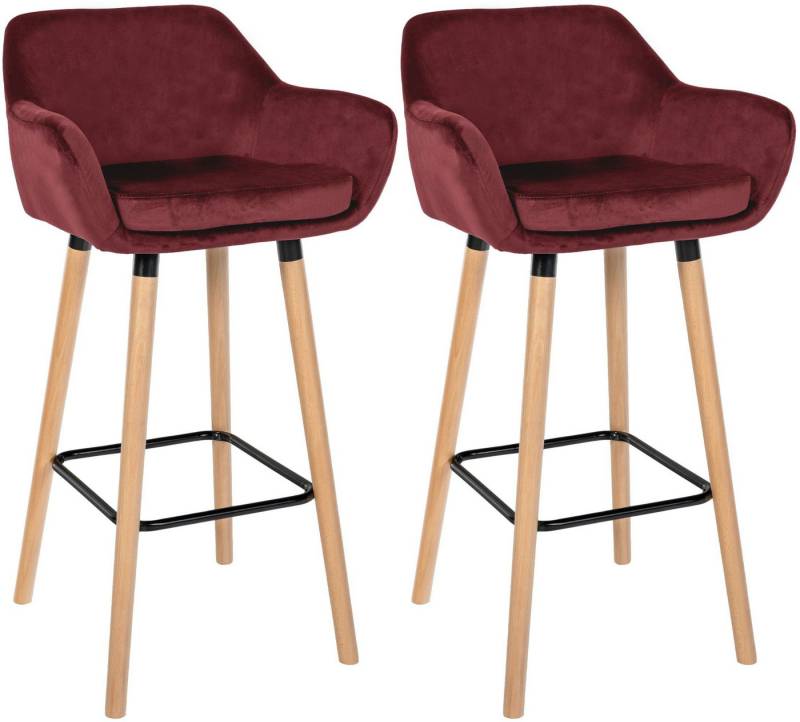 CLP Barhocker Grant Samt (2er Set, 2 St., 2er), Samtbezug, Gestell aus Buchenholz von CLP