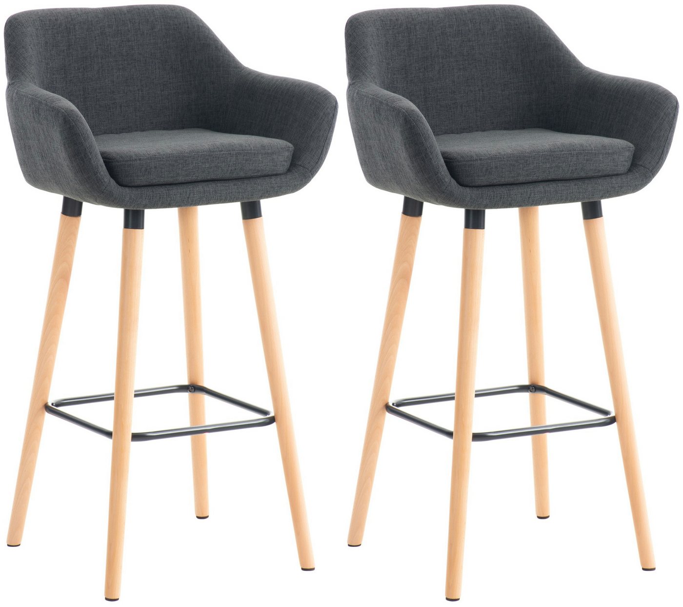 CLP Barhocker Grant (2er Set, 2 St., 2er), Stoff-Bezug, Gestell aus Buchenholz von CLP