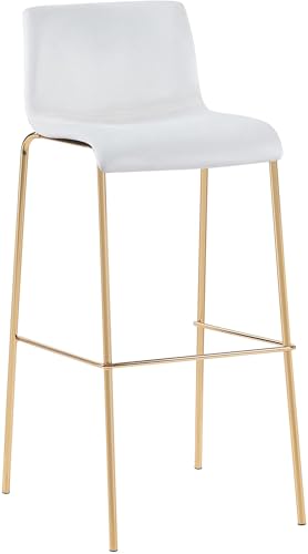 CLP Barhocker Hoover Samtbezug I Barstuhl mit Rückenlehne und Fußstütze I Tresenstuhl mit Metallgestell in Gold-Optik, Farbe:Creme von CLP