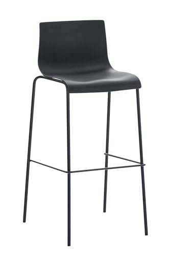 CLP Barhocker Hoover mit Kunststoffsitz und robustem Metallgestell I Barstuhl mit Einer Sitzhöhe von: 76 cm I erhältlich, Farbe:schwarz, Gestell Farbe:schwarz von CLP