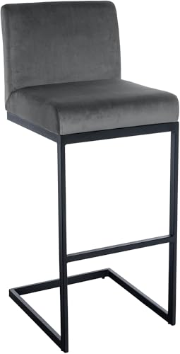 CLP Barhocker Hopewell Samtbezug I Freischwinger Barstuhl mit Rückenlehne und Fußstütze I Tresenstuhl mit schwarzem Metallgestell, Farbe:dunkelgrau CLP Barhocker Hopewell Samtbezug I Freischwinger Barstuhl mit Rückenlehne und Fußstütze I Tresenstuhl mit schwarzem Metallgestell, Farbe:dunkelgrau von CLP