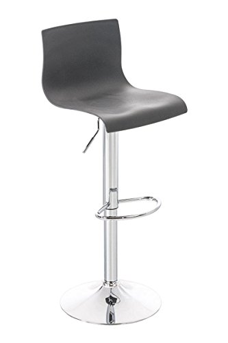 CLP Barhocker Hover Mit Lehne Und Drehbarer Kunststoff-Sitzfläche I Barstuhl Mit Metallgestell I Höhenverstellbarer Küchenhocker, Farbe:grau, Material Gestell:Metall in Chromoptik von CLP