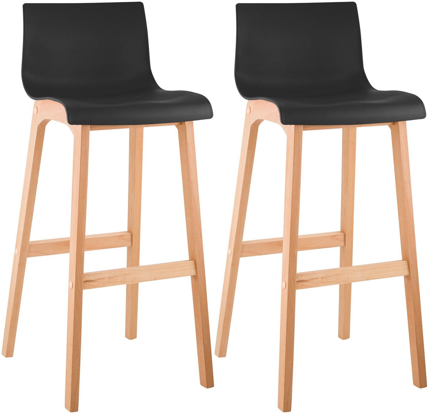 CLP Barhocker Hover Natura (2er Set, 2 St., 2er), Kunststoffsitze, Gestelle aus Buchenholz von CLP
