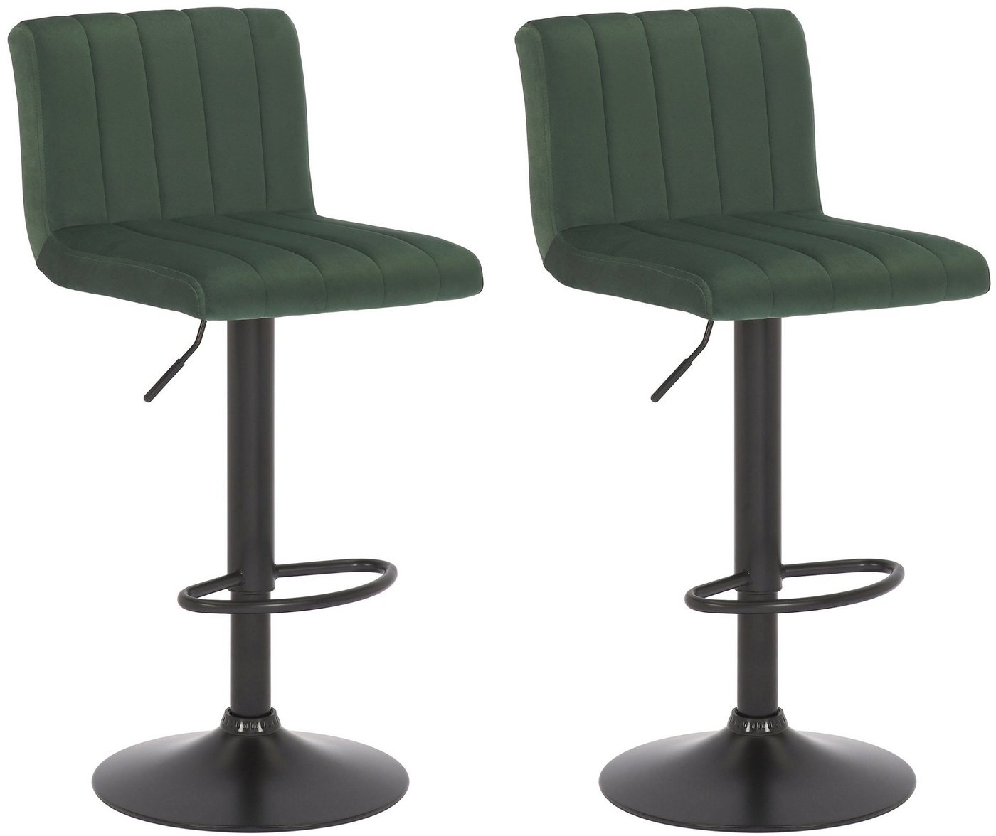 CLP Barhocker Jamie (2er Set, 2 St., 2er), Samt-Bezug, höhenverstellbar, drehbar von CLP