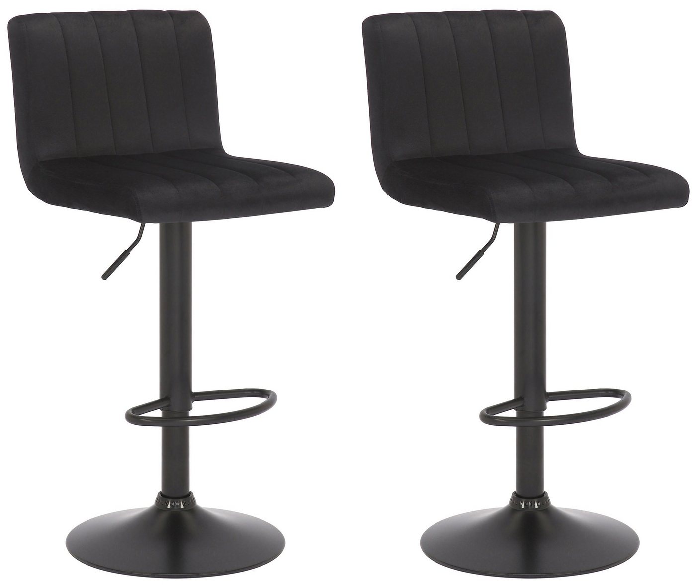 CLP Barhocker Jamie (2er Set, 2 St., 2er), Samt-Bezug, höhenverstellbar, drehbar von CLP