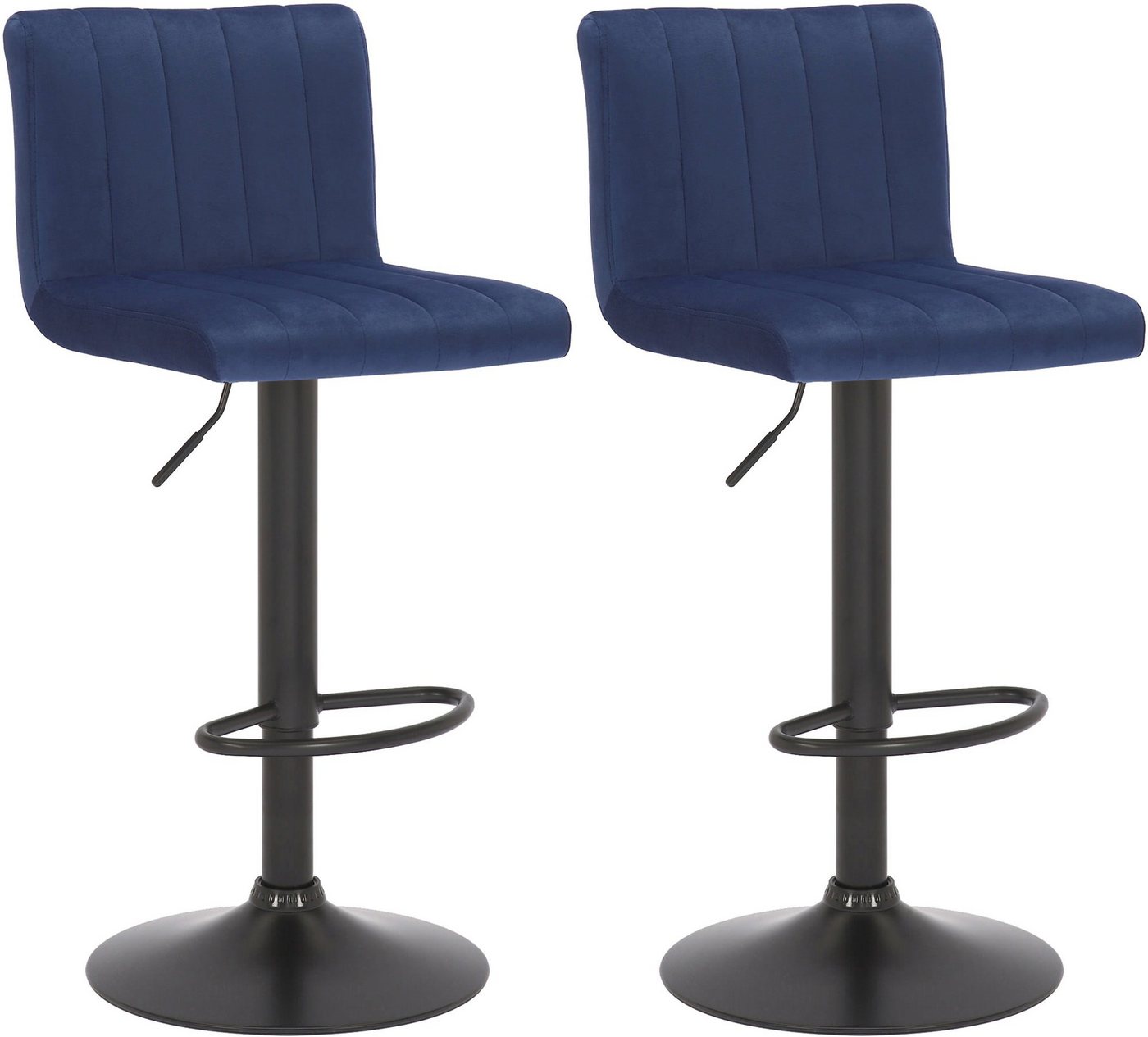CLP Barhocker Jamie (2er Set, 2 St., 2er), Samt-Bezug, höhenverstellbar, drehbar von CLP