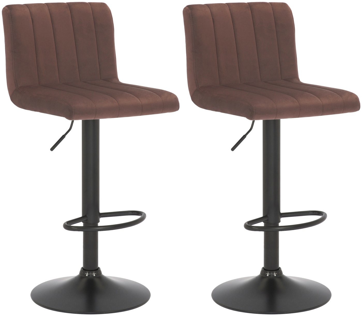 CLP Barhocker Jamie (2er Set, 2 St., 2er), Samt-Bezug, höhenverstellbar, drehbar von CLP