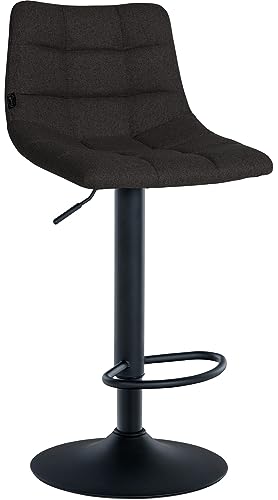 CLP Barhocker Jerry Stoff I Höhenverstellbarer Barstuhl I 360° Drehstuhl Mit Rückenlehne Für Küche Und Lounge, Farbe:schwarz, Gestell Farbe:schwarz von CLP
