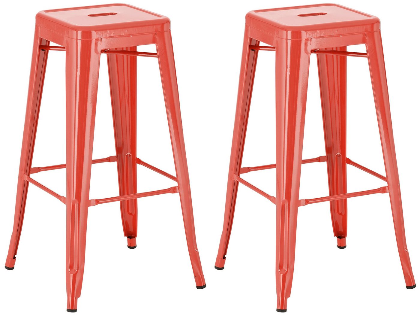 CLP Barhocker Joshua Metall (2er Set, 2 St., 2er), stapelbare Barstühle aus Metall, mit Fußablagen von CLP