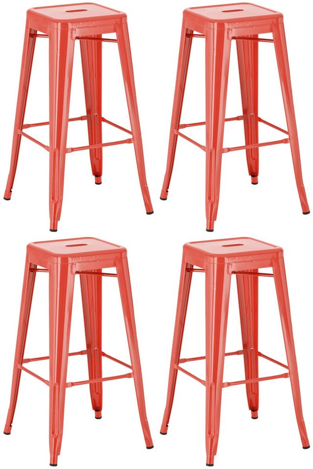 CLP Barhocker Joshua Metall (4er Set, 4 St., 4er), stapelbare Barstühle aus Metall, mit Fußablagen von CLP