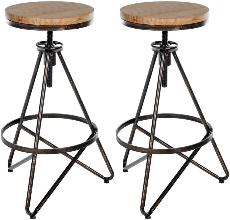 CLP Barhocker Karla (2er Set, 2 St., 2er), Industrial-Look, höhenverstellbar von CLP