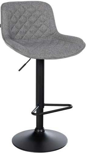 CLP Barhocker Kasson | Moderner Barstuhl mit Rückenlehne und Metallgestell | Höhenverstellbarer und 360 Grad drehbarer Tresenhocker, Farbe:dunkelgrau, Material:Stoff von CLP