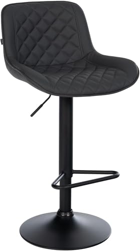 CLP Barhocker Kasson | Moderner Barstuhl mit Rückenlehne und Metallgestell | Höhenverstellbarer und 360 Grad drehbarer Tresenhocker, Farbe:schwarz, Material:Kunstleder von CLP