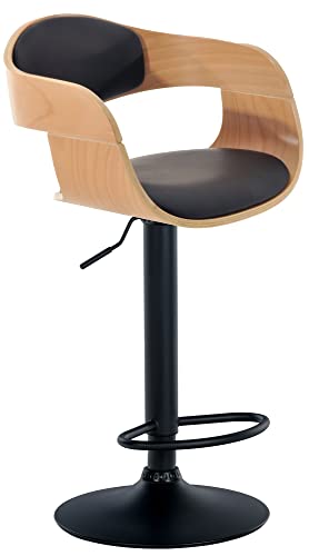 CLP Barhocker Kingston Mit Hochwertiger Polsterung I Höhenverstellbarer Barstuhl Mit Robustem Metallgestell, Farbe:Natur/schwarz, Material:Kunstleder von CLP