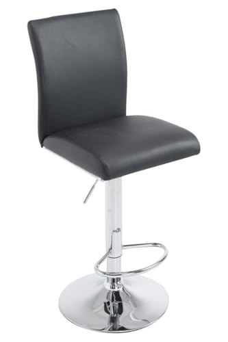CLP Barhocker Köln Kunstleder I Barstuhl Mit Lehne Und Fußstütze I Höhenverstellbar I Metallgestell In Chrom-Optik I In Vielen Farben, Farbe:schwarz von CLP