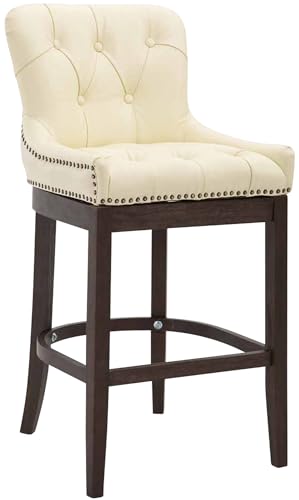 CLP Barhocker Lakewood Echtleder-Bezug I Gepolstert I Gestell Aus Dunklem Holz, Farbe:Creme CLP Barhocker Lakewood Echtleder-Bezug I Gepolstert I Gestell Aus Dunklem Holz, Farbe:Creme von CLP
