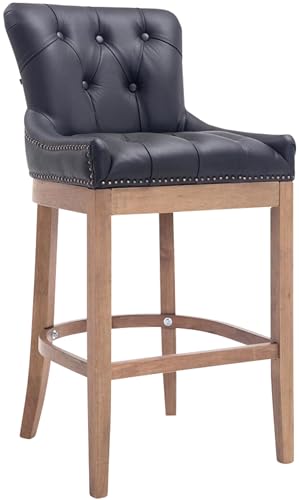 CLP Barhocker Lakewood Echtleder-Bezug I Gepolstert I Gestell Aus Hellem Holz, Farbe:schwarz CLP Barhocker Lakewood Echtleder-Bezug I Gepolstert I Gestell Aus Hellem Holz, Farbe:schwarz von CLP