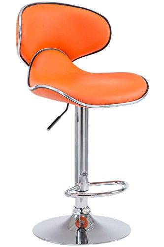 CLP Barhocker Las Vegas V2 Mit Kunstlederbezug I Thekenhocker Mit Fußstütze I Tresenhocker Mit Trompetenfuß I Barstuhl Höhenverstellbar, Farbe:orange, Gestell Farbe:chrom von CLP