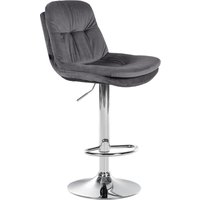 Barhocker Laurel Samt dunkelgrau Metall in Chromoptik von CLP