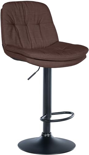 CLP Barhocker Laurel mit Stoffbezug I Barstuhl höhenverstellbar und drehbar I gepolsterter Tresenhocker mit Fußstütze und Rückenlehne, Farbe:braun, Material Gestell:Metall matt schwarz von CLP