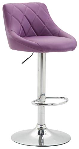 CLP Barhocker Lazio Mit Kunstlederbezug I Drehbarer Thekenhocker Mit Fußstütze I Höhenverstellbarer Barstuhl Mit Trompetenfuß, Farbe:lila, Gestell Farbe:Chrom von CLP