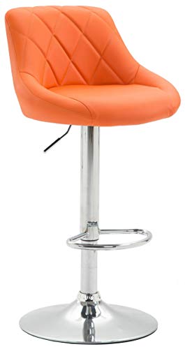CLP Barhocker Lazio Mit Kunstlederbezug I Drehbarer Thekenhocker Mit Fußstütze I Höhenverstellbarer Barstuhl Mit Trompetenfuß, Farbe:orange, Gestell Farbe:Chrom von CLP