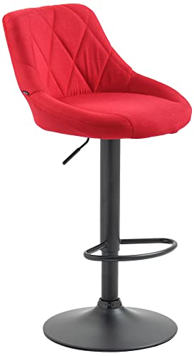 CLP Barhocker Lazio Mit Stoffbezug I Drehbarer Thekenhocker Mit Fußstütze I Höhenverstellbarer Barstuhl Mit Trompetenfuß, Farbe:rot, Gestell Farbe:schwarz von CLP