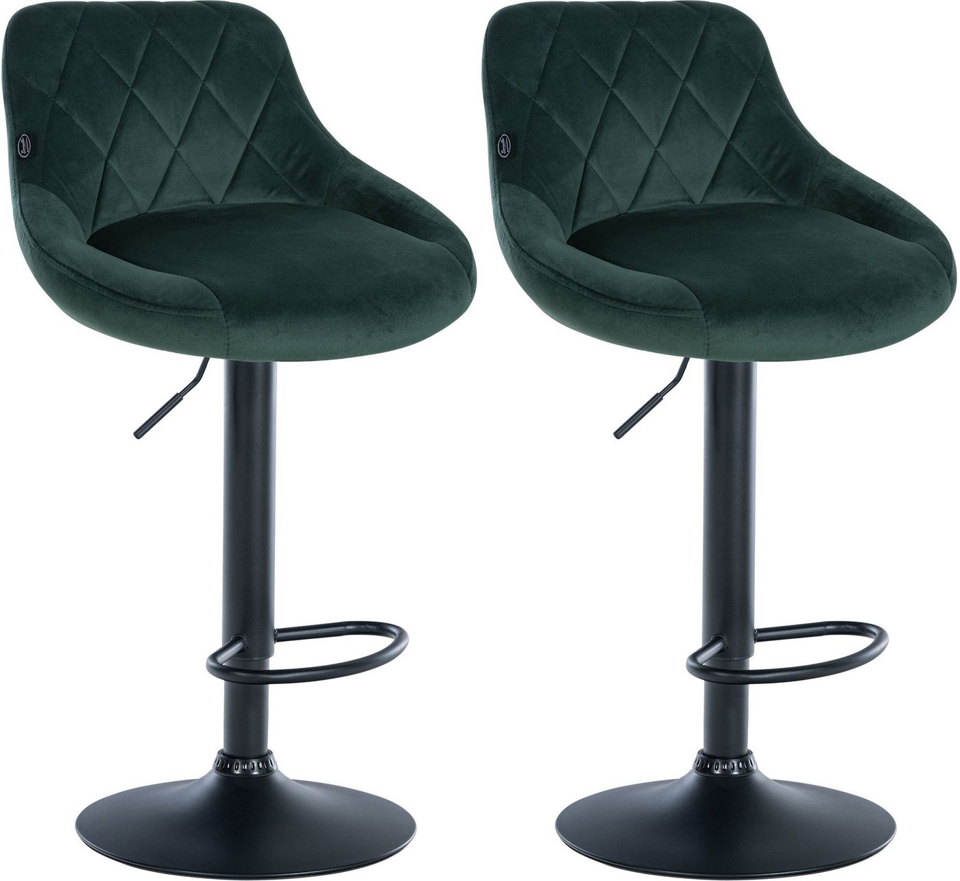 CLP Barhocker Lazio Samt (2er Set, 2 St., 2er), Barstuhl 360° drehbar von CLP