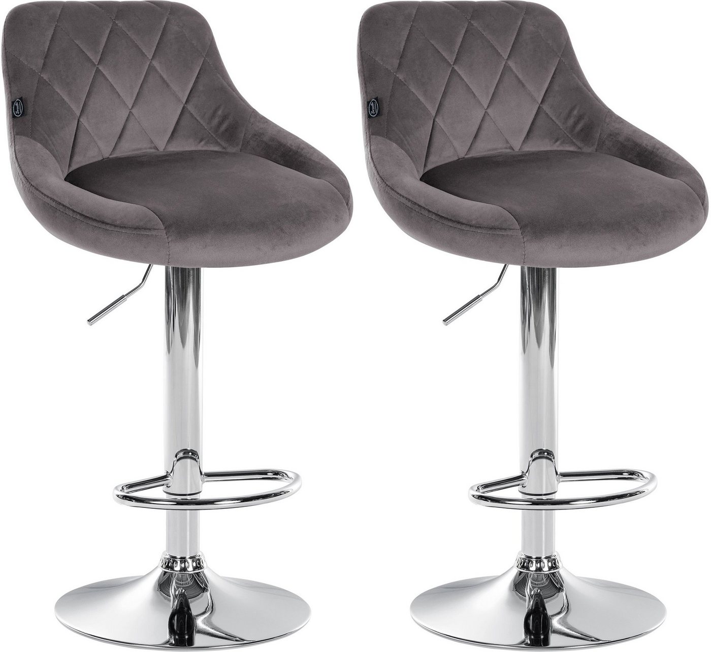 CLP Barhocker Lazio Samt (2er Set, 2 St., 2er), Barstuhl 360° drehbar von CLP
