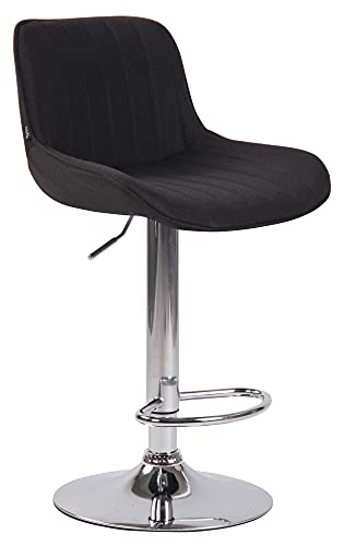 CLP Barhocker Lentini Stoff I Thekenhocker Höhenverstellbar I Barstuhl Mit Fußstütze I 360° Drehbar I Tresenhocker Mit Trompetenfuß, Farbe:schwarz, Gestell Farbe:Chrom von CLP