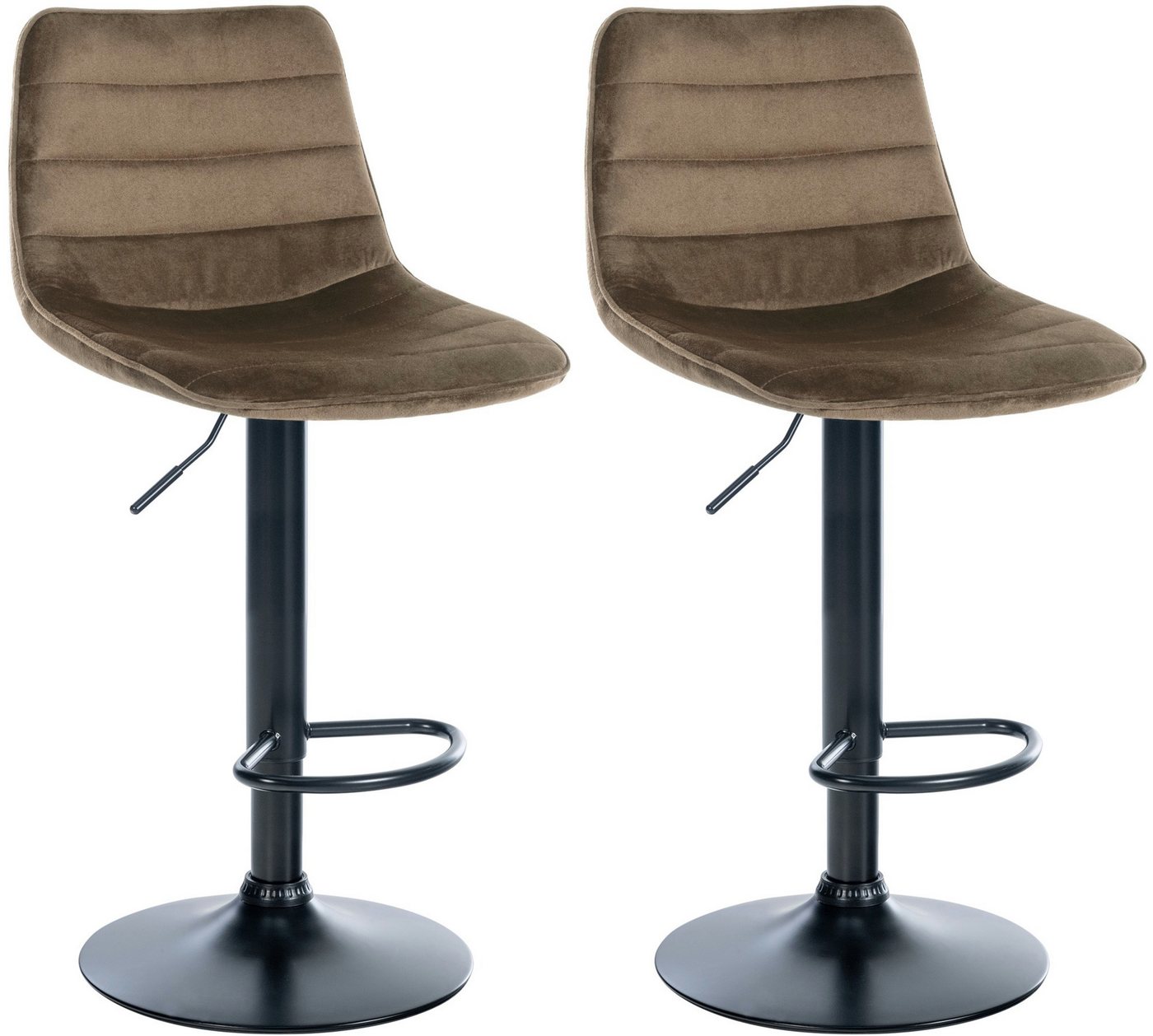 CLP Barhocker Lex (2er Set, 2 St., 2er), Samt-Bezug, drehbar und höhenverstellbar von CLP