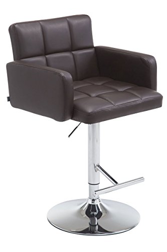 CLP Barhocker Los Angeles Kunstleder | Höhenverstellbarer Barstuhl Mit Drehbarem Sitz | Bistrohocker Mit Metallgestell, Farbe:braun, Gestell Farbe:Chrom von CLP