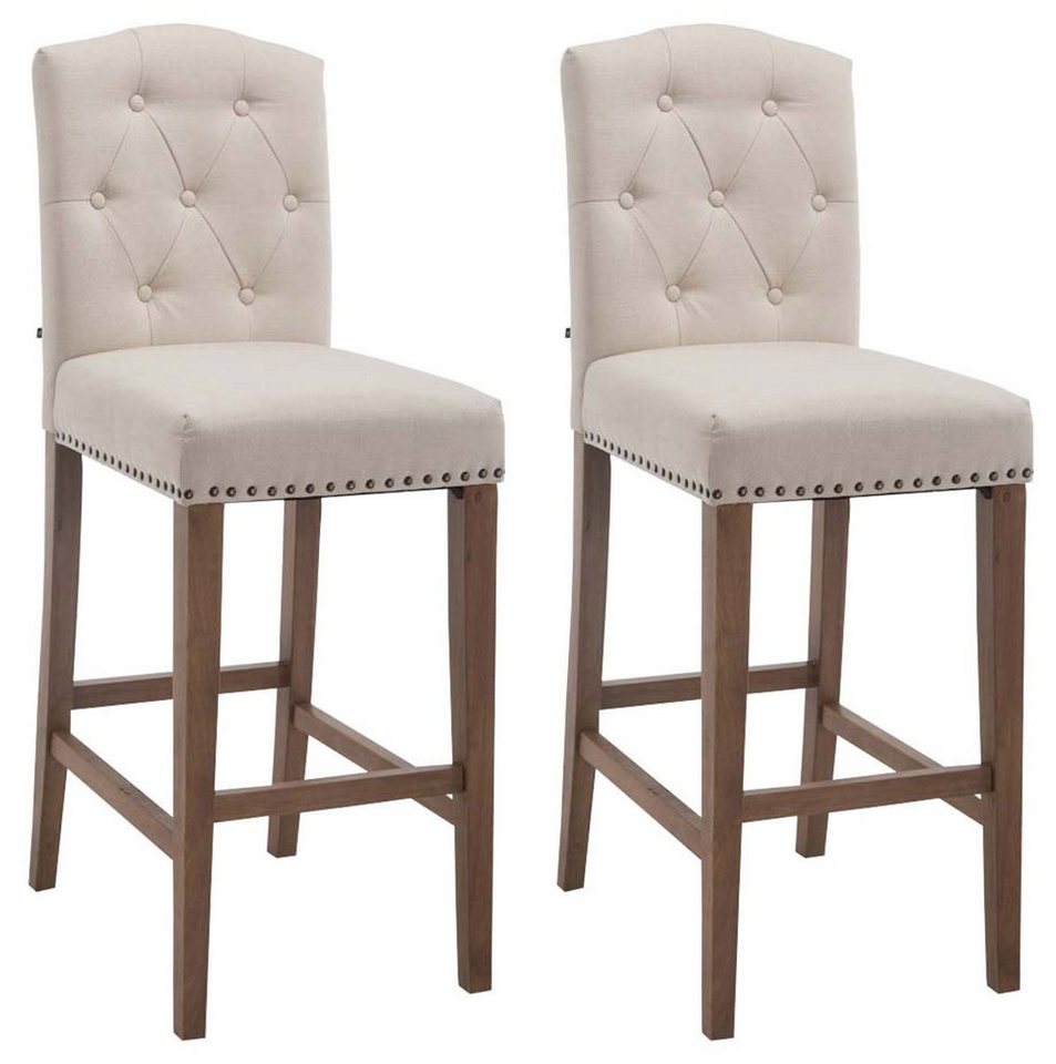 CLP Barhocker Louise Stoff (2er Set, 2 St., 2er), Holz, gepolsterte Sitzfläche von CLP