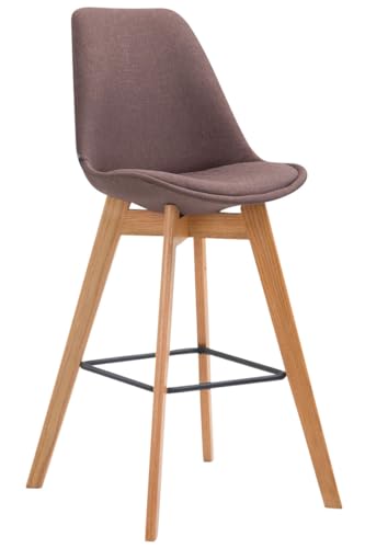 CLP Barhocker METZ mit Stoffbezug I Thekenhocker mit Eichenholzgestell und Fußstütze I Barstuhl mit Lehne I erhältlich, Farbe:braun, Gestell Farbe:Natur von CLP