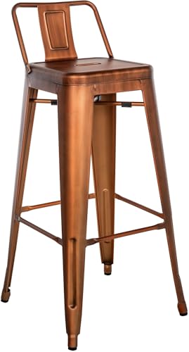 CLP Barhocker Mason aus Metall I Barstuhl mit Rückenlehne I Tresenhocker mit Fußstütze, Farbe:Kupfer CLP Barhocker Mason aus Metall I Barstuhl mit Rückenlehne I Tresenhocker mit Fußstütze, Farbe:Kupfer von CLP