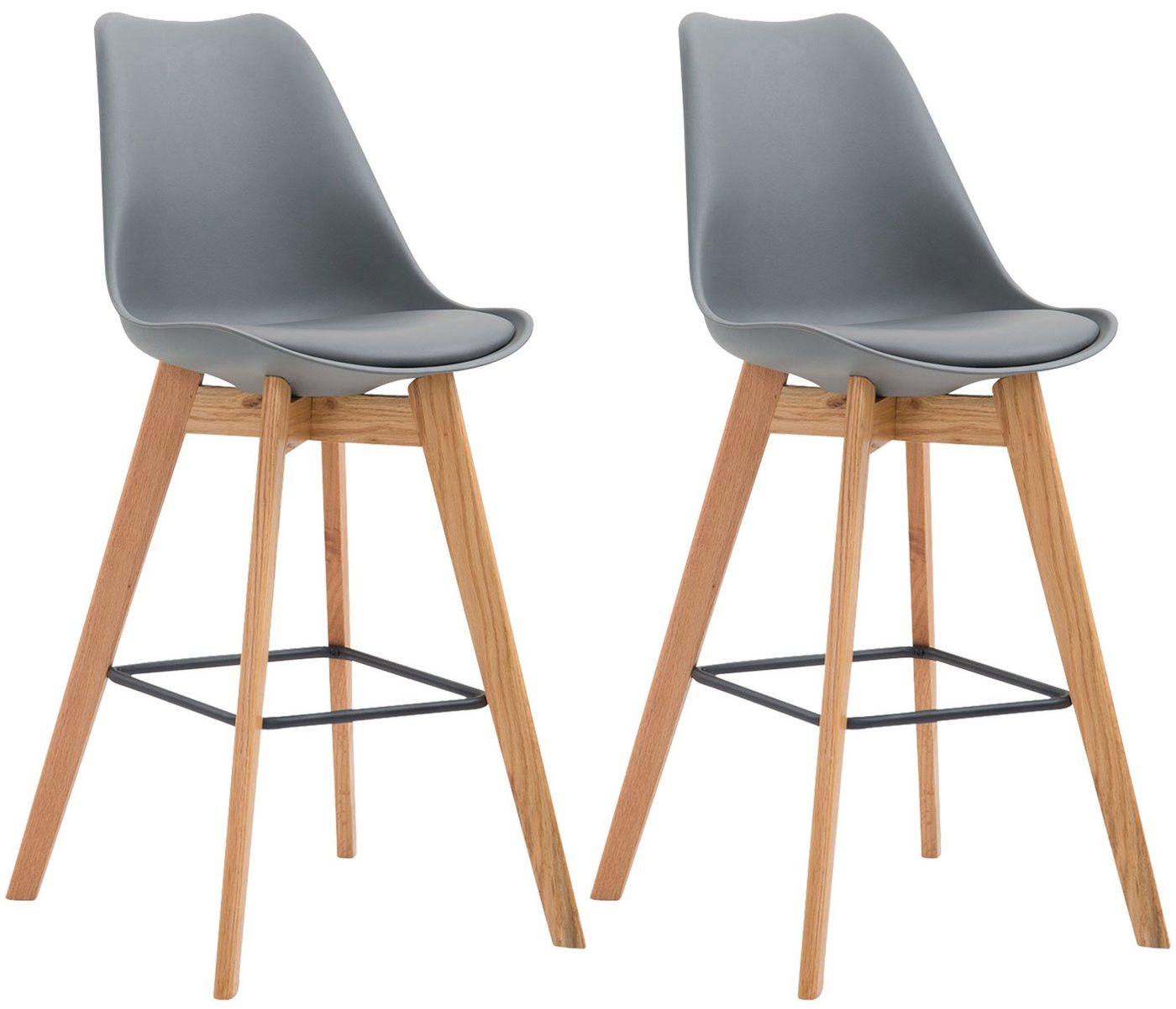 CLP Barhocker Metz Kunststoff (2er Set, 2 St., 2er), Rückenlehnen und Fußstütze von CLP