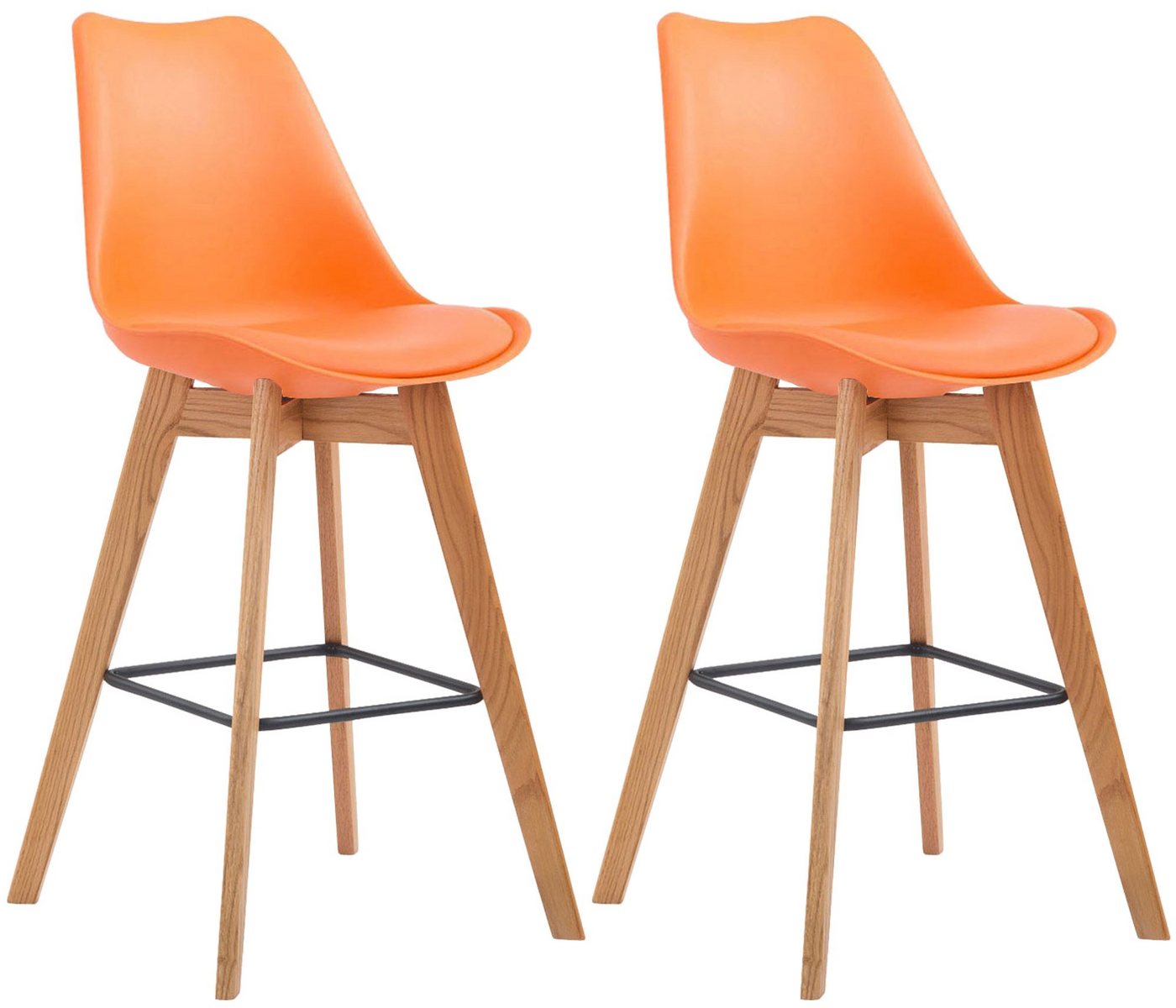 CLP Barhocker Metz Kunststoff (2er Set, 2 St., 2er), Rückenlehnen und Fußstütze von CLP
