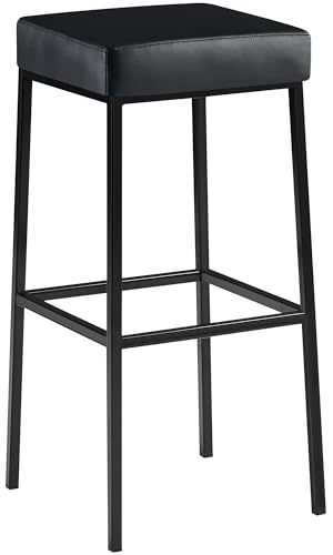 CLP Barhocker Montreal I Gepolsterter Barstuhl mit Kunstlederbezug I Tresenhocker mit Metallgestell, Farbe:schwarz, Gestell Farbe:schwarz von CLP