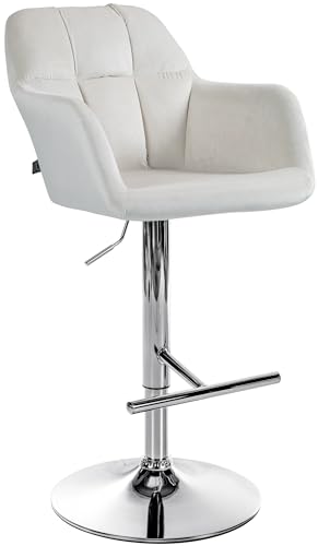 CLP Barhocker Natoma Samt I 360° Drehbar, Metallgestell Höhenverstellbar Mit Fußstütze I Tresenhocker Mit Gepolstertem Sitz Und Rücklehne, Farbe:Creme, Material Gestell:Metall in Chromoptik CLP Barhocker Natoma Samt I 360° Drehbar, Metallgestell Höhenverstellbar Mit Fußstütze I Tresenhocker Mit Gepolstertem Sitz Und Rücklehne, Farbe:Creme, Material Gestell:Metall in Chromoptik von CLP