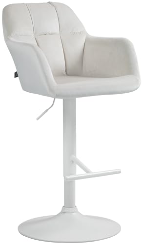 CLP Barhocker Natoma Samt I 360° Drehbar, Metallgestell Höhenverstellbar Mit Fußstütze I Tresenhocker Mit Gepolstertem Sitz Und Rücklehne, Farbe:Creme, Material Gestell:Metall matt Weiss CLP Barhocker Natoma Samt I 360° Drehbar, Metallgestell Höhenverstellbar Mit Fußstütze I Tresenhocker Mit Gepolstertem Sitz Und Rücklehne, Farbe:Creme, Material Gestell:Metall matt Weiss von CLP